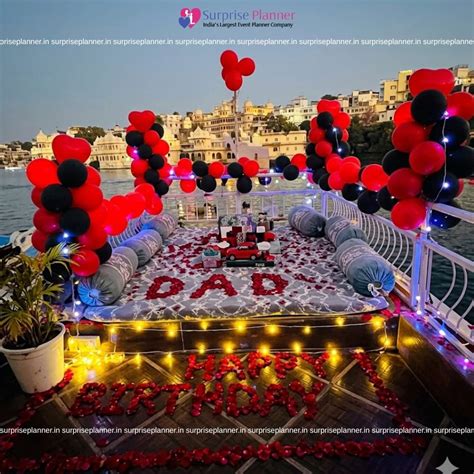 Private Rooftop Birthday Cabana Setup with Red & Black Balloons | Dad ...