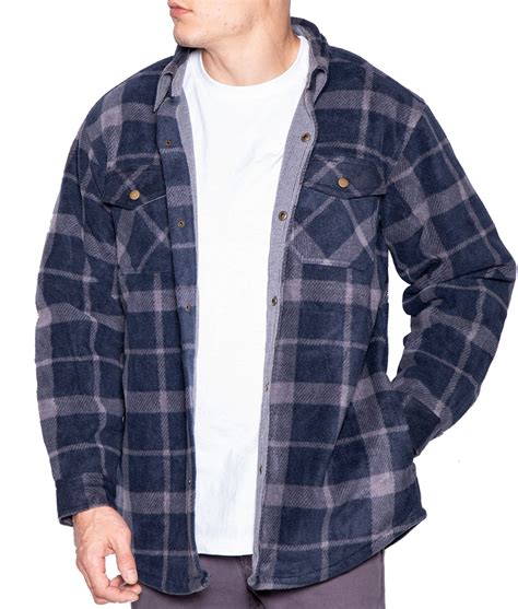 Flannel Shirt Jackets for Men Big And Tall Heavy Quilted Thermal Lined ...