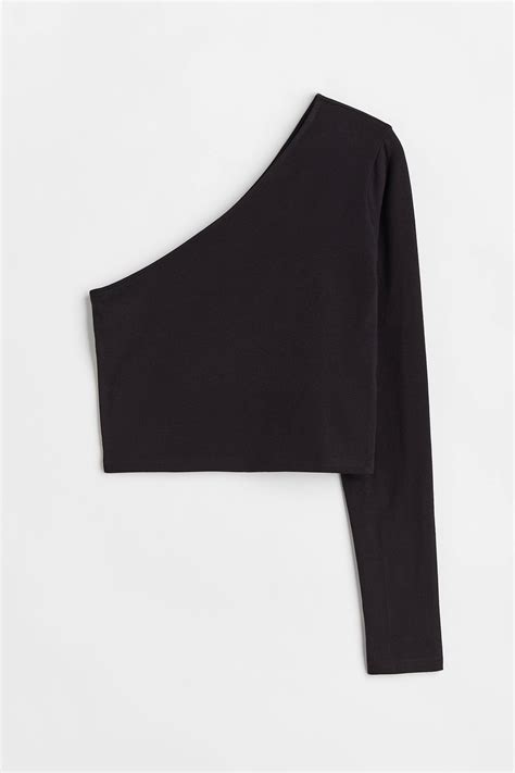 - Cropped one-shoulder top - Black - Ladies | H&M IN