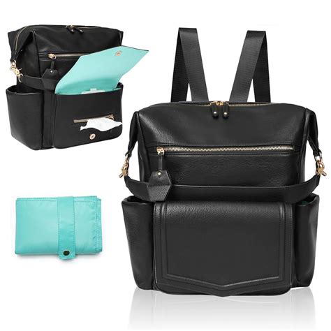 Amazon.com: MOMINSIDE Diaper Bag Backpack with 14 Pockets, Leather Baby ...