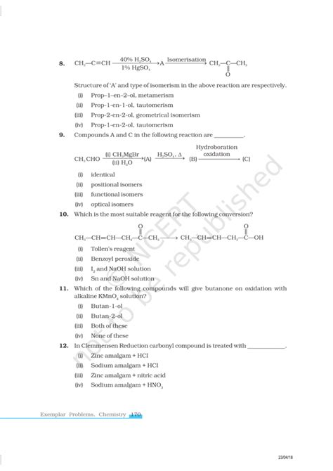 NCERT Exemplar Class 12 Chemistry Chapter 12 - eSaral