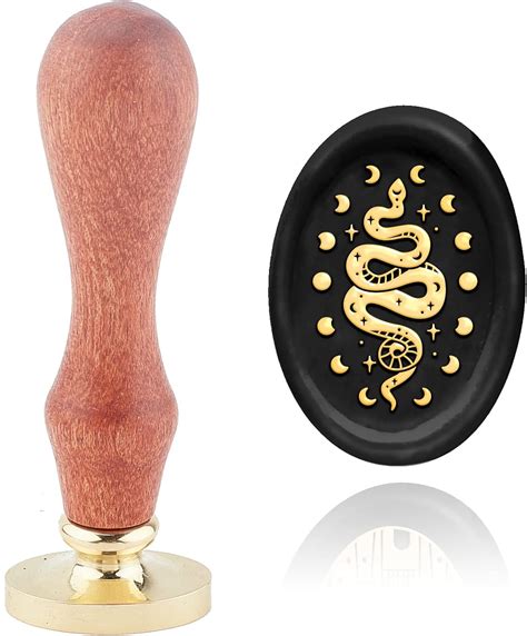 CRASPIRE Wax Seal Stamp Snake Sealing Wax Stamps Moon Phase Oval 20× ...