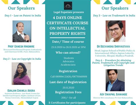 4 Days Online Certificate Course On Intellectual Property Rights From ...