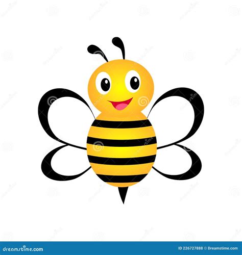 Ilustración Vectorial De Abeja Miel. Abeja De Dibujos Animados Con Ojos Grandes. Carácter De ...