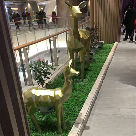 玻璃钢金色小鹿 仿铜鹿雕塑 KTV酒店装饰摆件麋鹿鹿群雕塑鹿-阿里巴巴