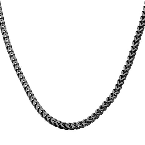 DANTE Men's Black Stainless Steel Franco Chain Necklace