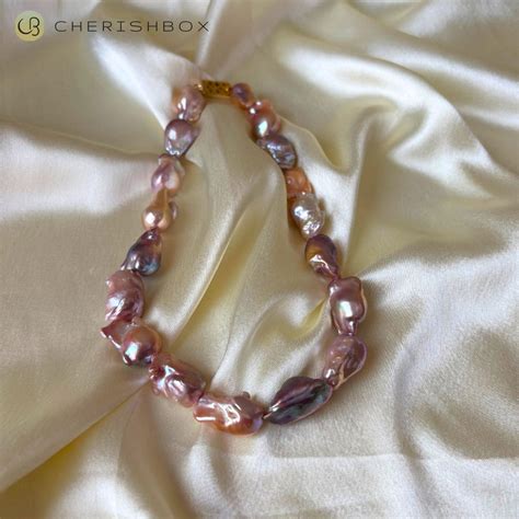 Lavender Baroque Pearl Necklace | Real Pearls in 92.5 Silver ...