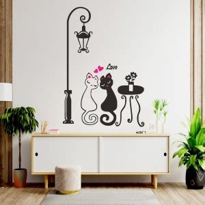 Masstone 58 cm Baby Cat under street Light Pole Wall Sticker Self ...