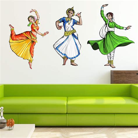 StickMe 'Indian Girls Traditional Dance Wall Sticker ' -SM473 (Multi ...