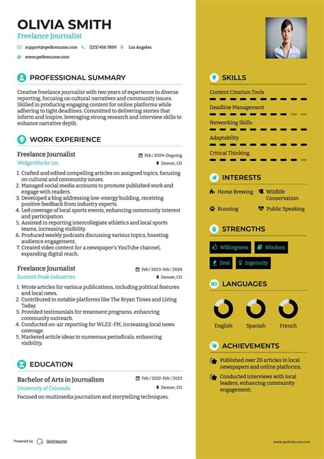 10+ Freelance Journalist Resume Samples & Templates for 2025