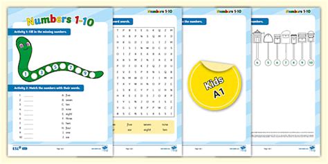 ESL Numbers 1-10 Activity Sheet [Kids, A1] (teacher made)