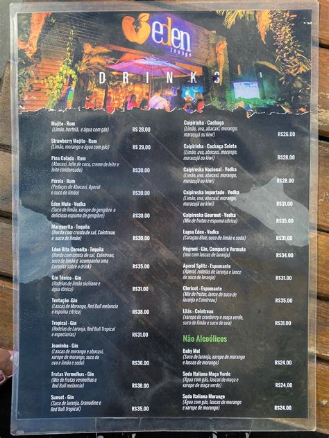 Menu em Eden Lounge pub & Bar, Campo Grande