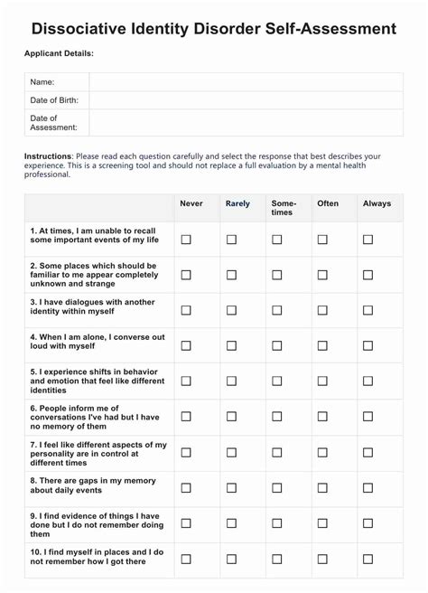 Dissociative Identity Disorder Test