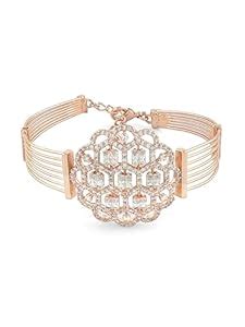 ZAVERI PEARLS Rose Gold Dazzling Cubic Zirconia Embellished Brass Kada ...
