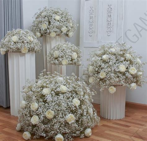 Rose & Baby's Breath Flower Ball Centerpiece - Wedding Banquet Decor - Etsy
