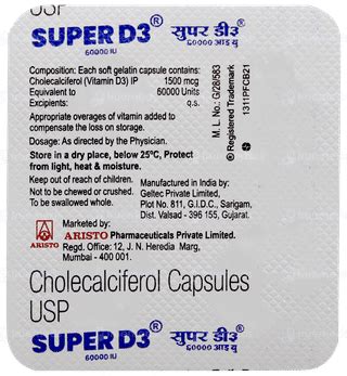 Super D3 60000Iu Capsule 4: Uses, Side Effects, Price & Substitutes