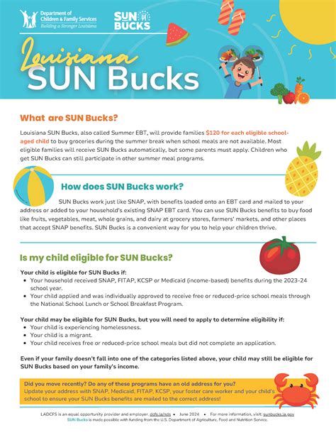 SUN Bucks | Louisiana Department of Children & Family Services