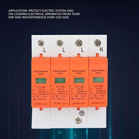 Buy 4 Pole AC 420V House Surge Protector 40KA Low-Voltage Arrester ...