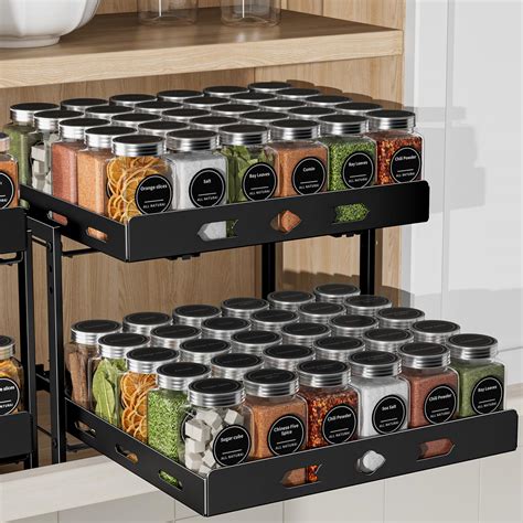 ZDDLOINP Spice Rack Organizer for Cabinet, Pull Out Spice Rack 2 Tier ...
