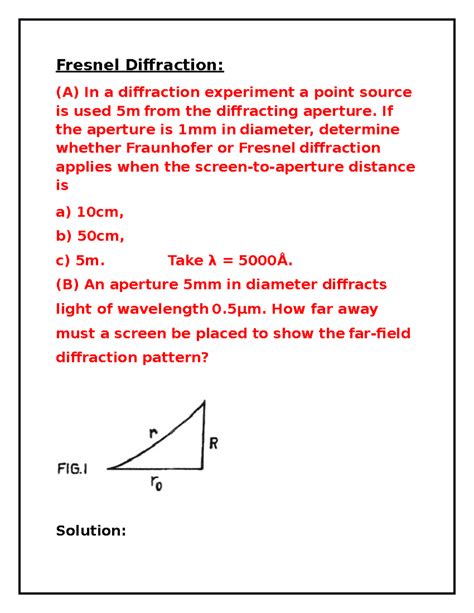 Fresnel Diffraction - Fresnel Diffraction: (A) In a diffraction ...