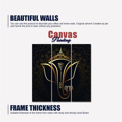Lord Ganesha Modern Art Wall Painting Set of Three – Decor Smart