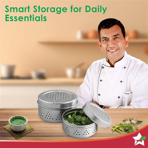 Ambrosia Stainless-steel Coriander Box (2 Pcs.) | Perforated Container