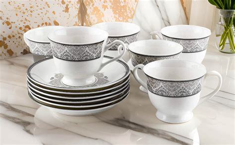 SAAIKEE Bone China Deluxe Gold Line Dinnerware Tea Cups, Mugs & Saucers ...