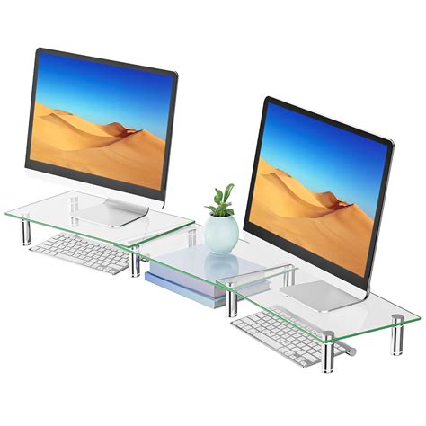 Buy WALI Dual Monitor Stand, Computer Monitor Stand Adjustable Length ...