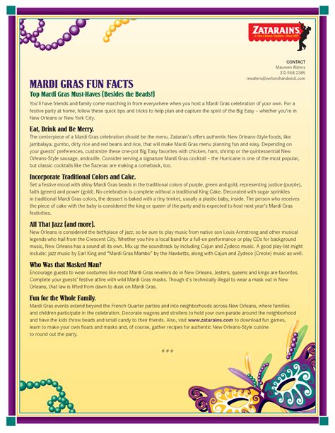 Mardi Gras Trivia Printable