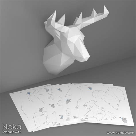 Buy Deer Head Trophy 3D Papercraft Model. Downloadable DIY Online in ...