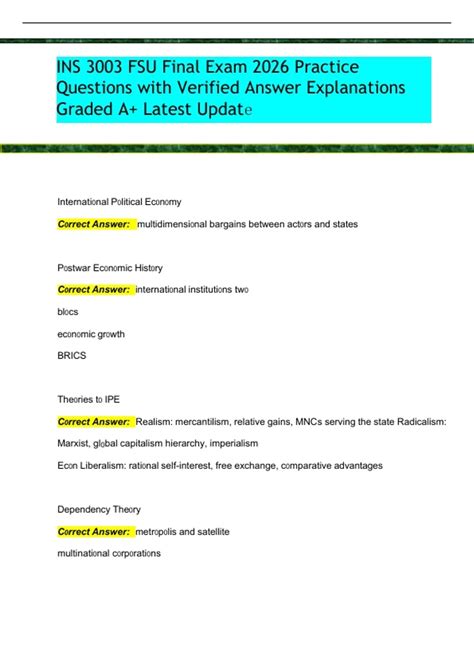 INS 3003 FSU Final Exam 2026 Practice Questions with Verified Answer ...