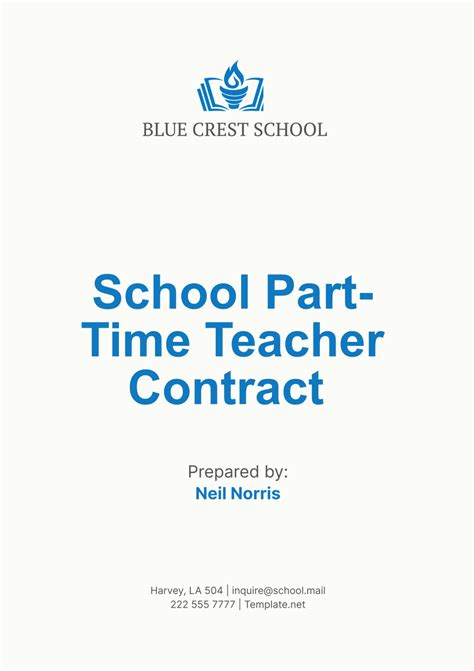 Free School Part-Time Teacher Contract Template to Edit Online