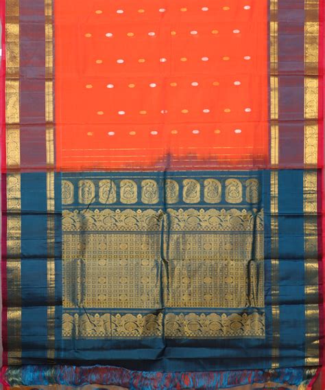 Tiger orange color Handloom Gadwal sico saree – TGSCO Handlooms
