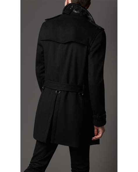 Mens Black Wool Trench Coat