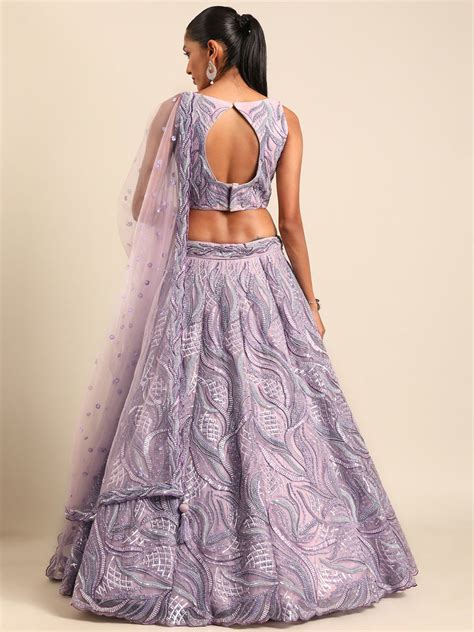 Breathtaking Lavender Net Lehenga Choli Set with Zarkan