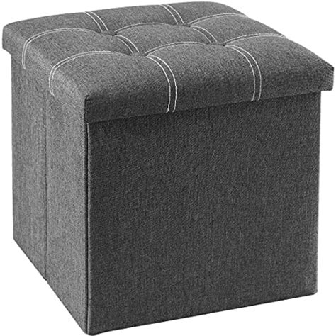DR Mall Linen Home Foldable Large Storage Ottoman Cube, Bench Footrest ...