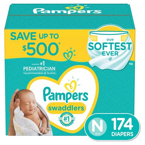 Pampers Swaddlers Diapers, Newborn (Less than 10 Pounds), 174 Count ...