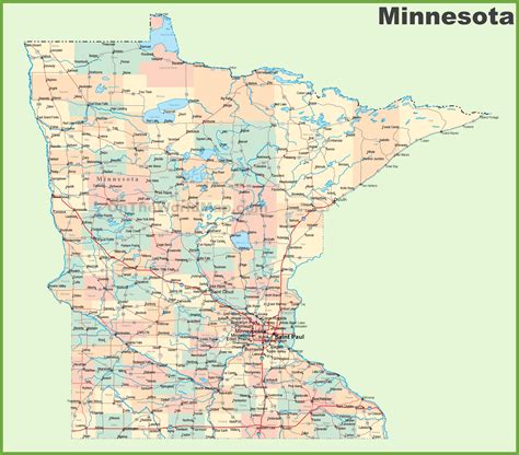 Road map of Minnesota with cities - Ontheworldmap.com