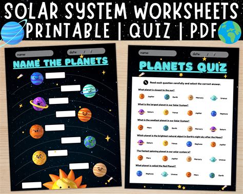 Outer Solar System Worksheet