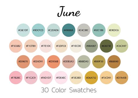 June, Color Swatches, Color Palette, iPad - Etsy Canada | Color swatches, Hex color palette ...