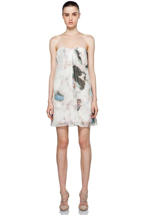 Alice + Olivia Eva Strapless Dress in Watercolor Print | FWRD