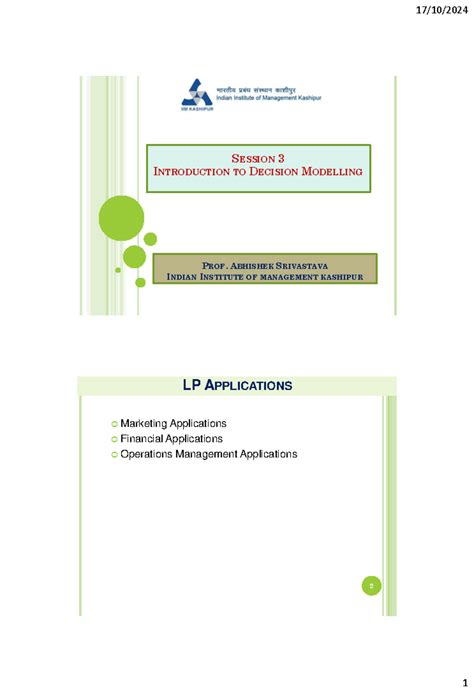 Lecture 3-4 - vebnh4 - SESSION 3 INTRODUCTION TO DECISION MODELLING ...