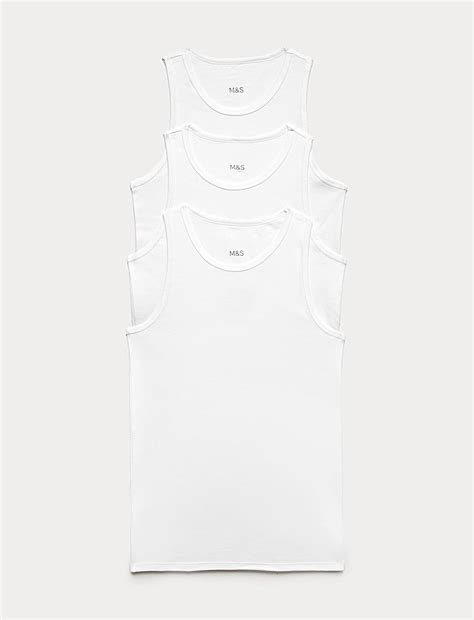 Buy 3pk Pure Cotton Sleeveless Vests at Marks & Spencer
