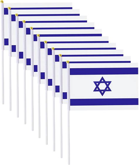 Amazon.com : Israel Mini Flag 5/10/20/50 Pack - Hand Held Small Miniature Israeli Flags on Stick ...