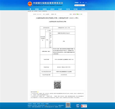 一日收7份罚单 渤海银行大连分行被罚330万元 - 新华网客户端