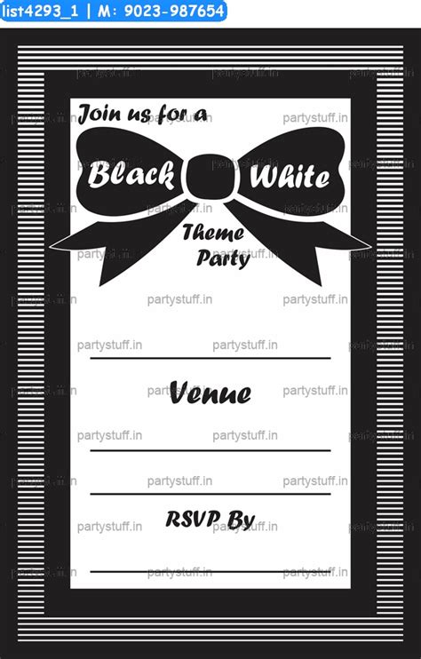 Black White Invitation Card 2 Cards in Black White theme