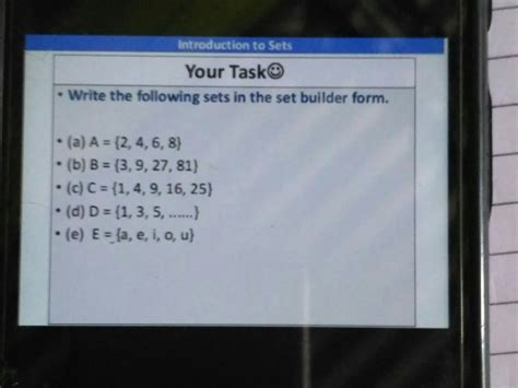 Write the following sets in the set builder form - Brainly.in