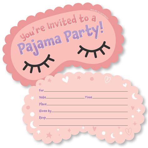 Pajama Slumber Party - Shaped Fill-In Invitations - Girls Sleepover ...