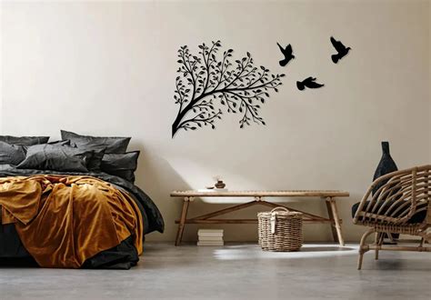 Metal Wall Art - Tree and Birds Metal Wall Decor – Lime Metal