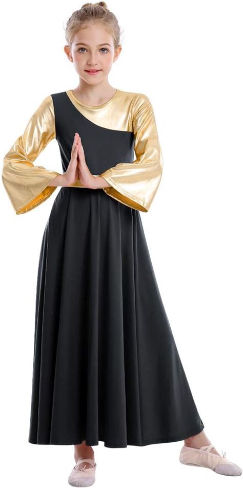 IBAKOM Praise Dance Dresses for Girl Metallic Gold India | Ubuy